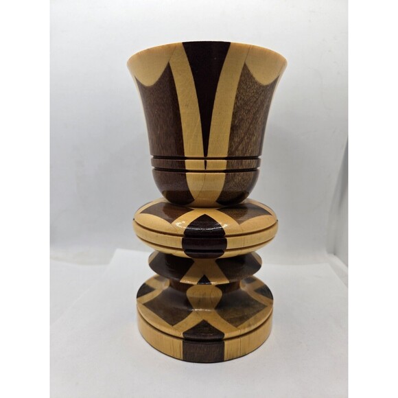 Vintage Hand Turned Wood Candle Taper Holder Gorgeous - Picture 2 of 10